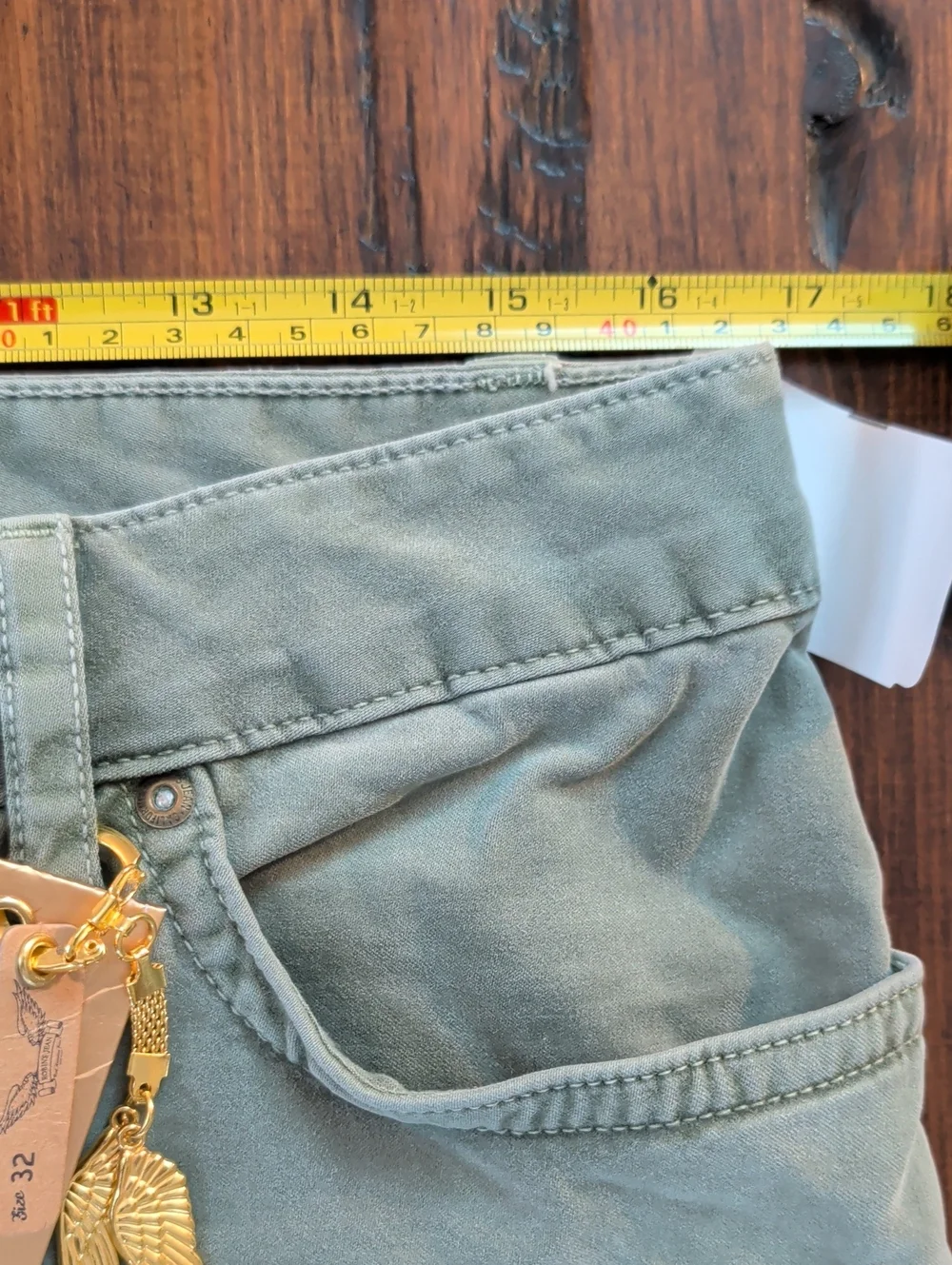 Robin's Jean Marlon Straight Leg Jean Pants Pale Army Green Size 32 New